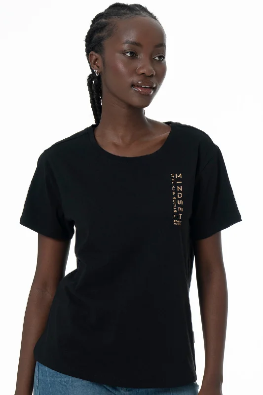 Statement T-Shirt _ 147097 _ Black Iron Safe Non-Iron Wrinkle Free