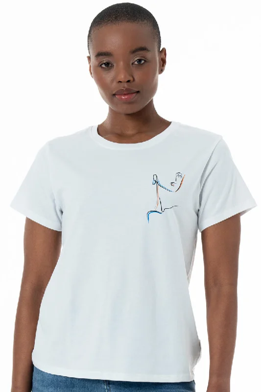 Statement T-Shirt _ 152677 _ White Solid Color Striped Floral