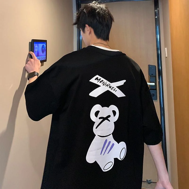 Teddy Bear Silhouette Tee Anti-Pilling Machine Wash Handmade