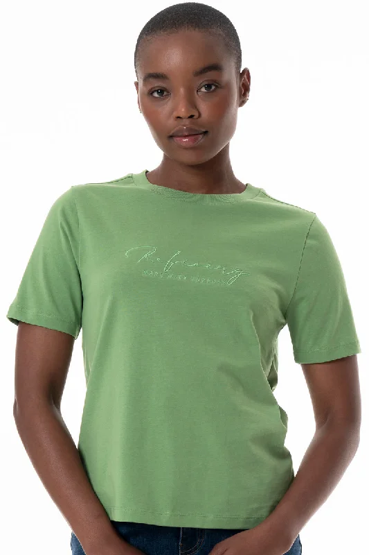 Slim-Fit Branded T-Shirt _ 145723 _ Green Zippered Front Buttoned Front Snap Front