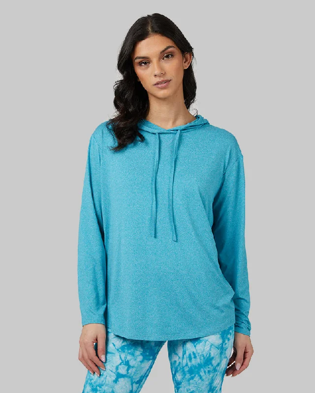 WOMEN'S COOL LONG SLEEVE HOODED T-SHIRT Front Pockets Side Pockets Patch Pockets