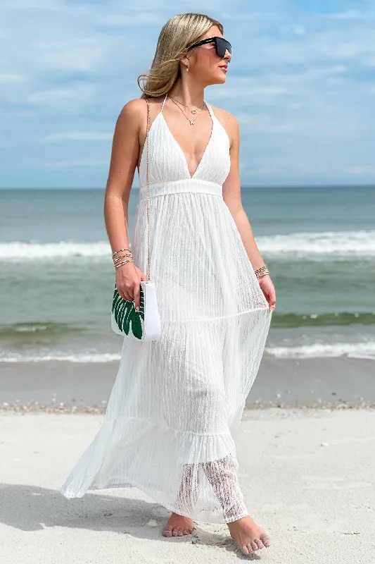 Happy Times Halter Maxi Dress - White