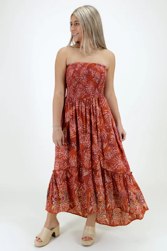 New Feelings Smocked Maxi Dress - Terra Cotta