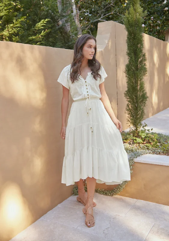 Aida Maxi Dress - White Fashionable Faux Wrap Maxi Dress
