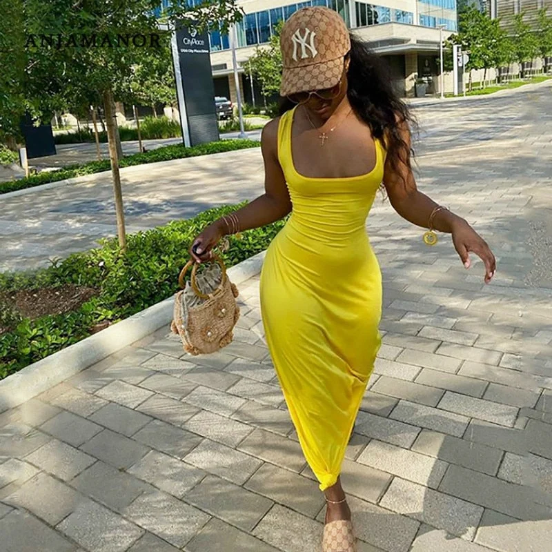 ANJAMANOR Sexy Hollow Out Backless Maxi Dress Womens Clothes Sleeveless Long Summer Dresses for Women Casual Vestidos D42-CC29 Stylish One-Shoulder Maxi Dress ANJAMANOR Sexy Hollow Out Backless Maxi Dress Womens Clothes Sleeveless Long Summer Dresses for Women Casual Vestidos D42-CC29 Stylish One-Shoulder Maxi Dress