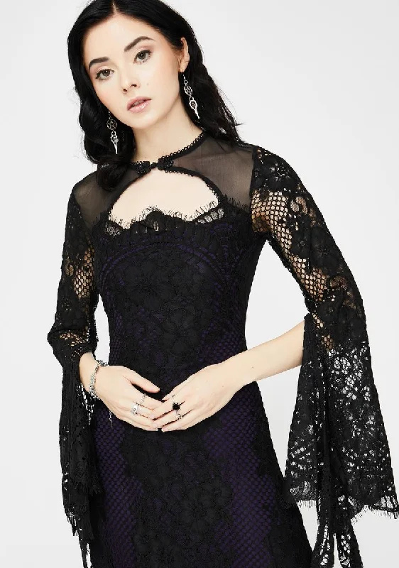 Bell Sleeve Maxi Dress Fashionable Open-Back Maxi Dress