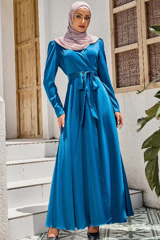 Blue Criss Cross Side Tie Maxi Dress-CLEARANCE Stylish Boho Chic Maxi Dress