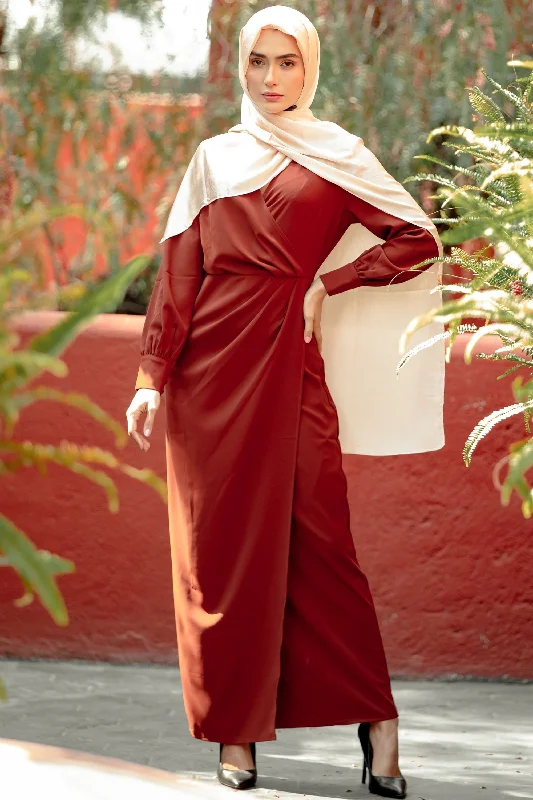 Brown Wrap Maxi Dress Comfortable T-Shirt Maxi Dress