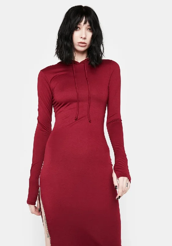 Burgundy Know What I Mean Maxi Dress Stylish Long Sleeve Maxi Dress