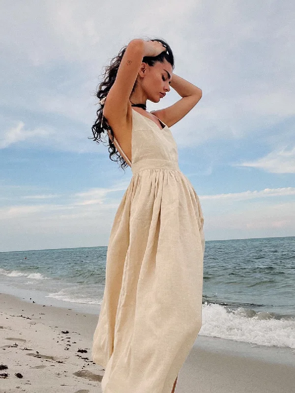 Crochet Cutie Stylish Linen Maxi Dress