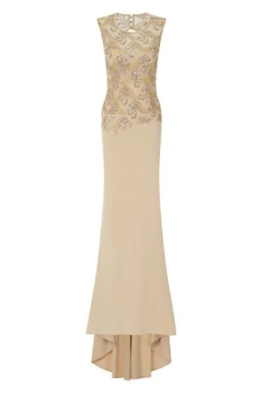 Divinity Sparkle Nude Slinky Backless Fishtail Maxi Dress Elegant Pleated Maxi Dress
