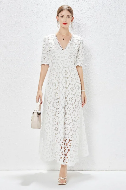 Emily in Paris White Maxi Dress Stylish Button-Up Maxi Dress