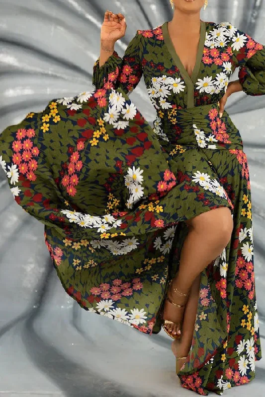 Floral Print Romantic Maxi Dress Chic Summer Floral Maxi Dress