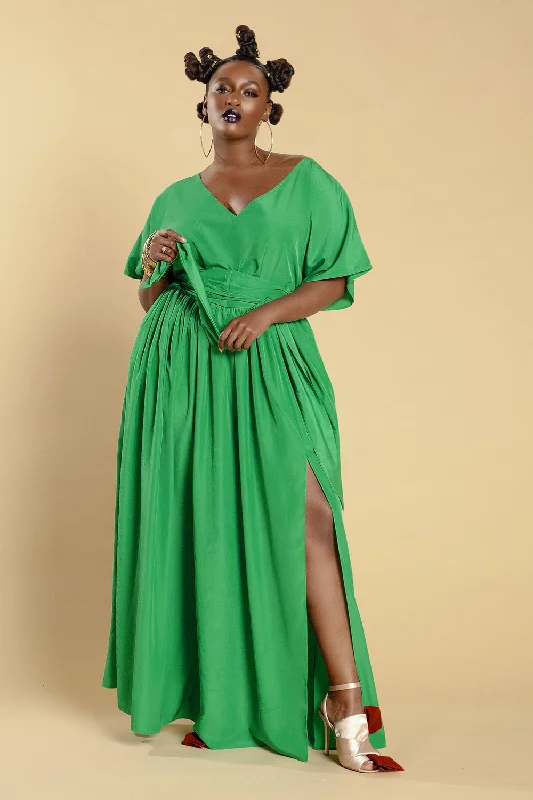 Bat Sleeved Maxi Dress w Split