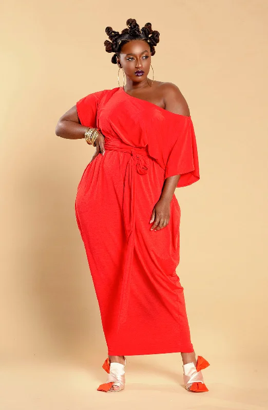 Off Shoulder Slouch Maxi Dress- JIBRI