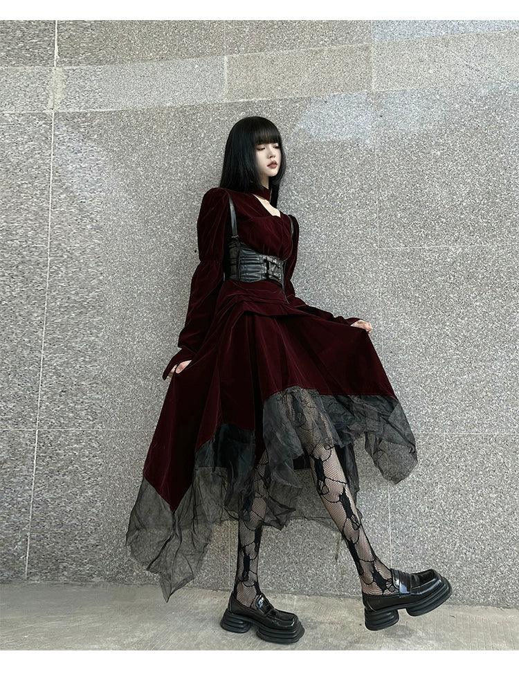 urgundy Dress (Without Waist Belt)
