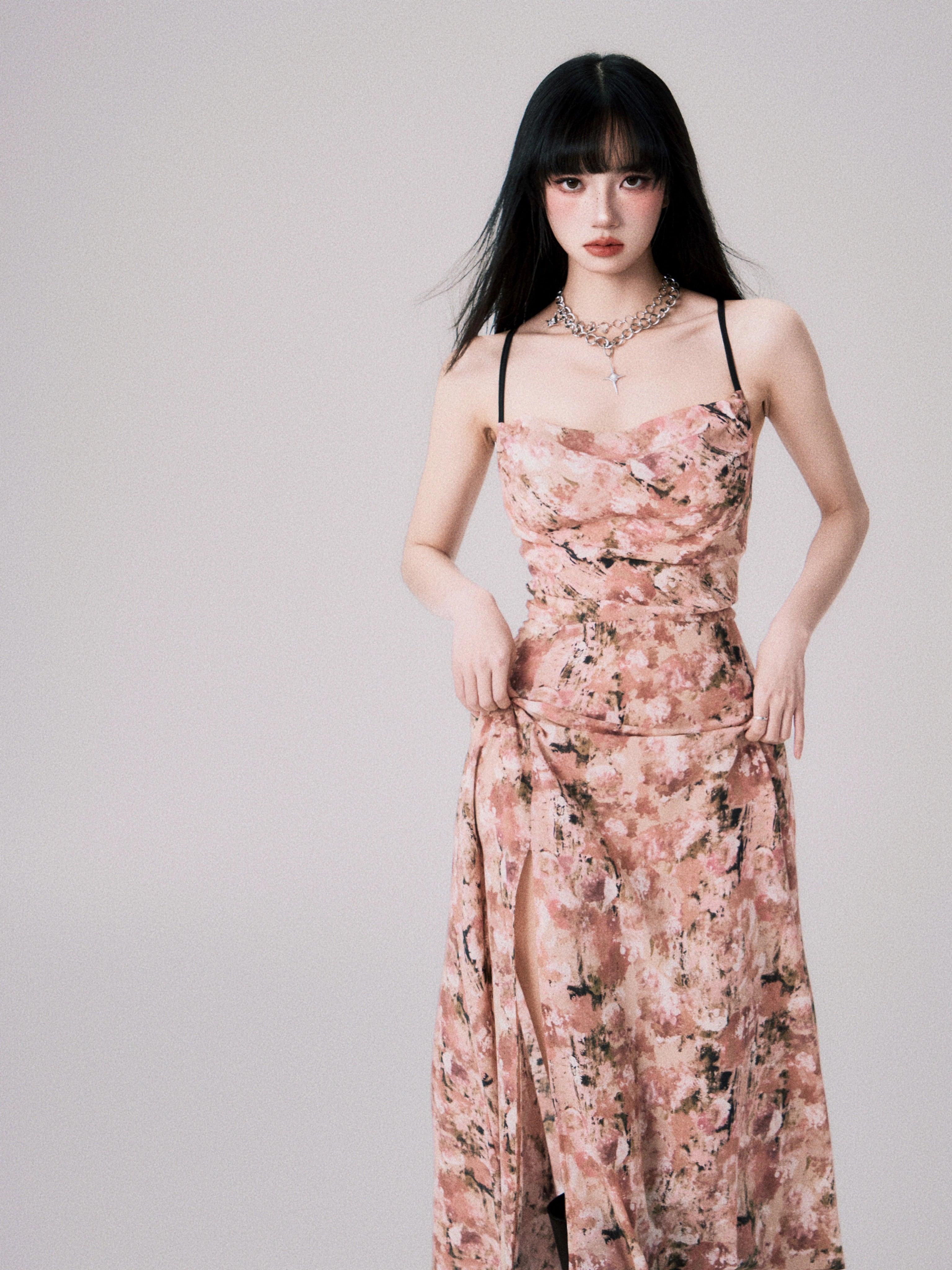 Luluswings Floral Cowl Neck Maxi Dress - Women'S Romantic Evening Gown Fashionable Off-Shoulder Maxi Dress Luluswings Floral Cowl Neck Maxi Dress - Women'S Romantic Evening Gown Fashionable Off-Shoulder Maxi Dress