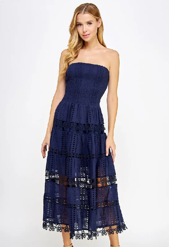 Nadia Maxi Dress-Navy Elegant Maxi Dress with Slit