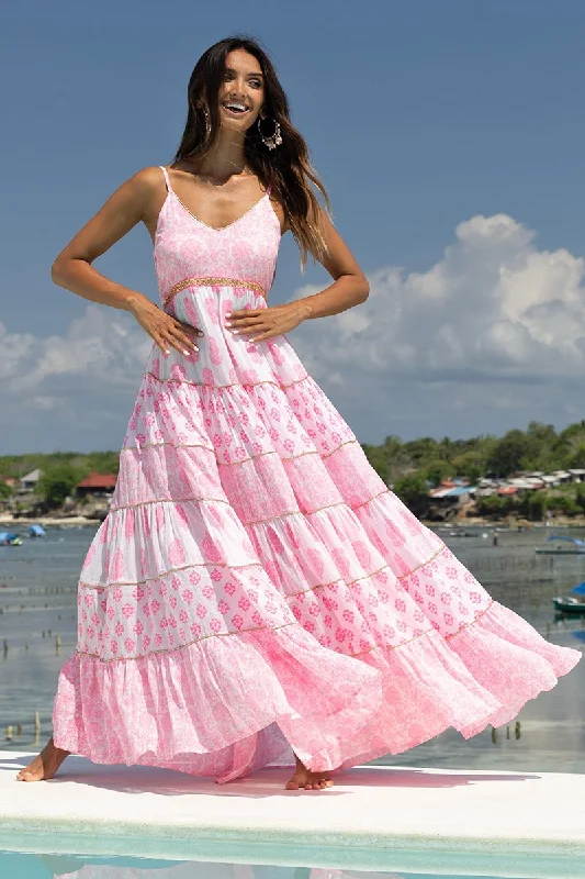 Pink Tiered Maxi Dress