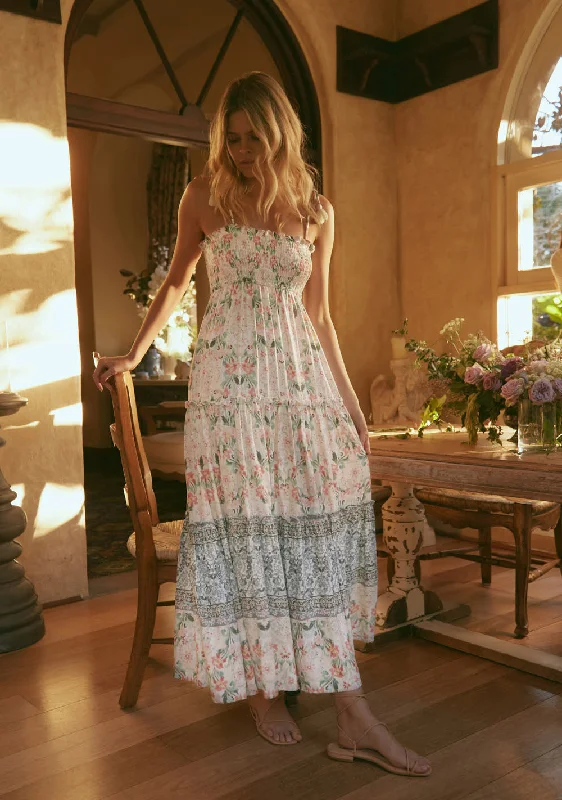 Rosa Shirried Maxi Dress Trendy Button Front Maxi Dress