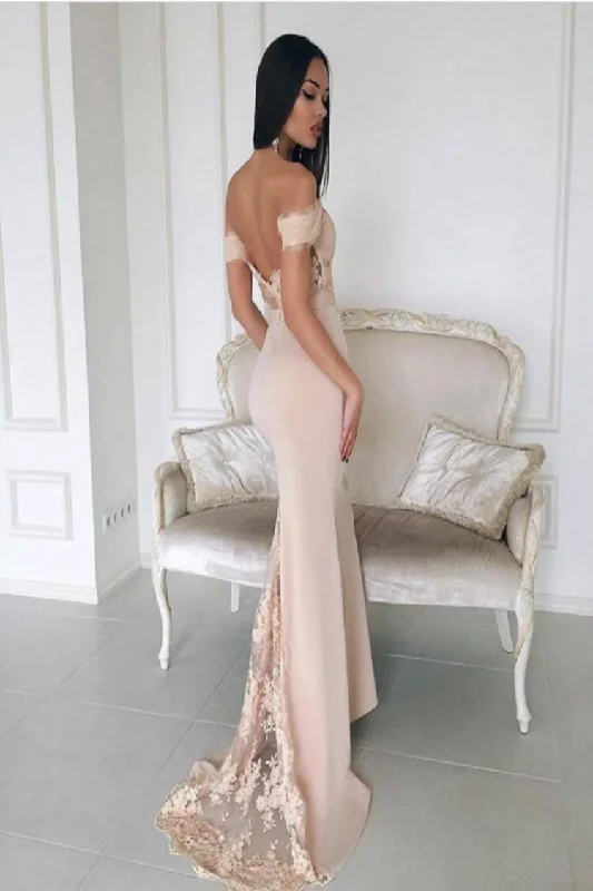 Ruby Mocha Off The Shoulder Lace Fishtail Maxi Dress Stylish Maxi Dress with Frills