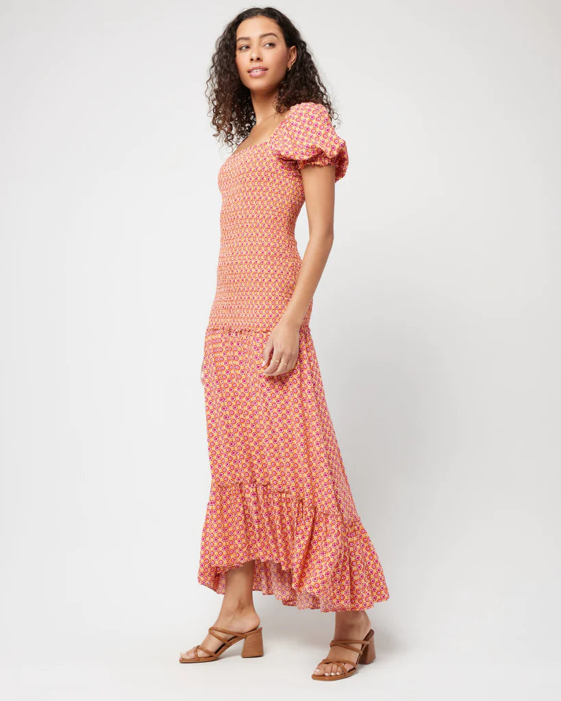 Smocked Maxi Dress in Daisy Print