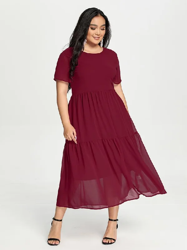 Solid Chiffon Maxi Dress