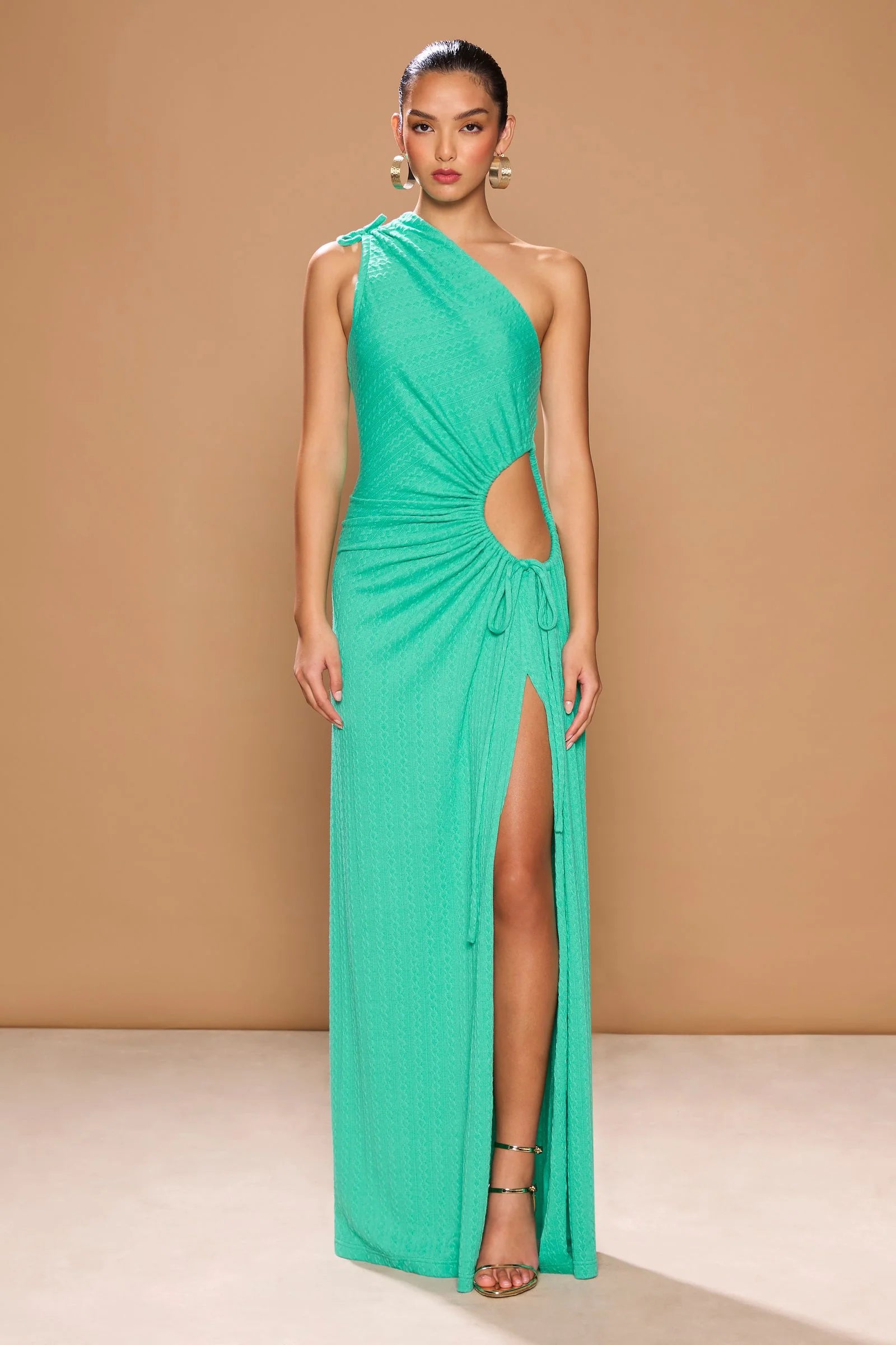 Sonya Nour Knit Maxi Dress - Turquoise Fashionable Sheer Maxi Dress