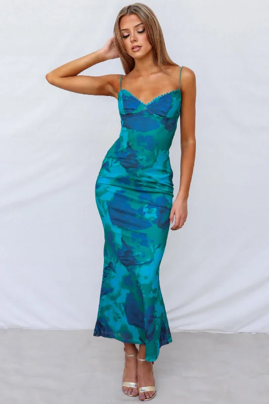 Sopha Maxi Dress - Green Floral Classic Tulle Maxi Dress