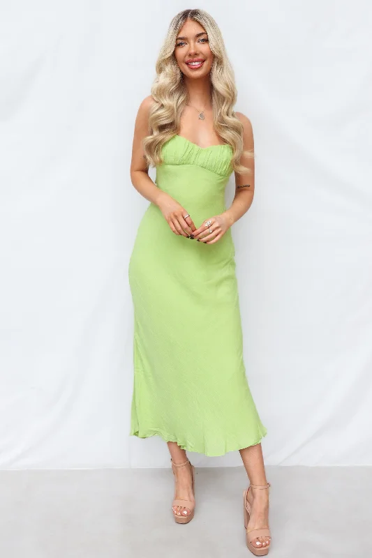 Splice Maxi Dress - Lime Comfortable Maxi Dress with Belt
