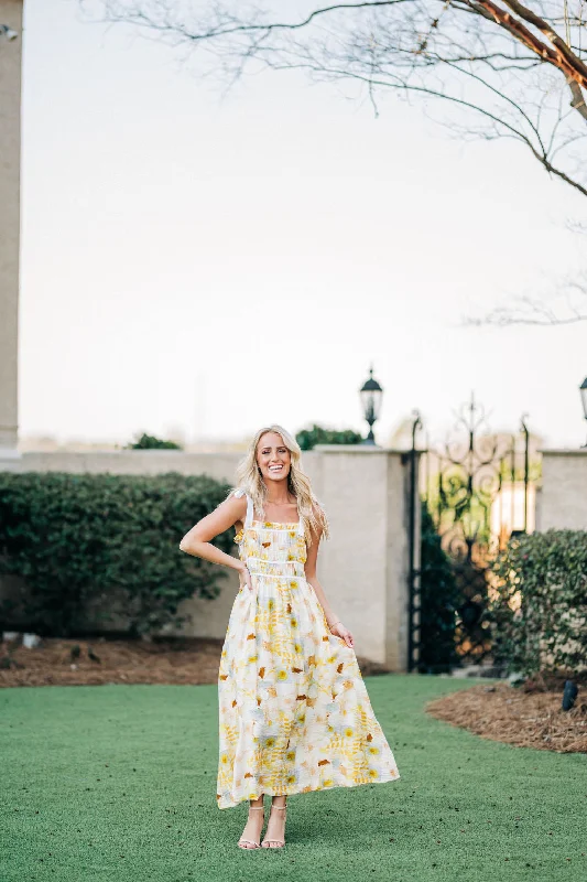 Dreaming of Spring Maxi Dress - Yellow Floral