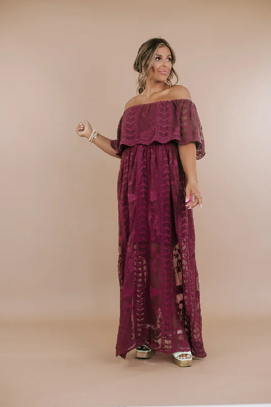 Sweet Serenity Maxi Dress , Wine