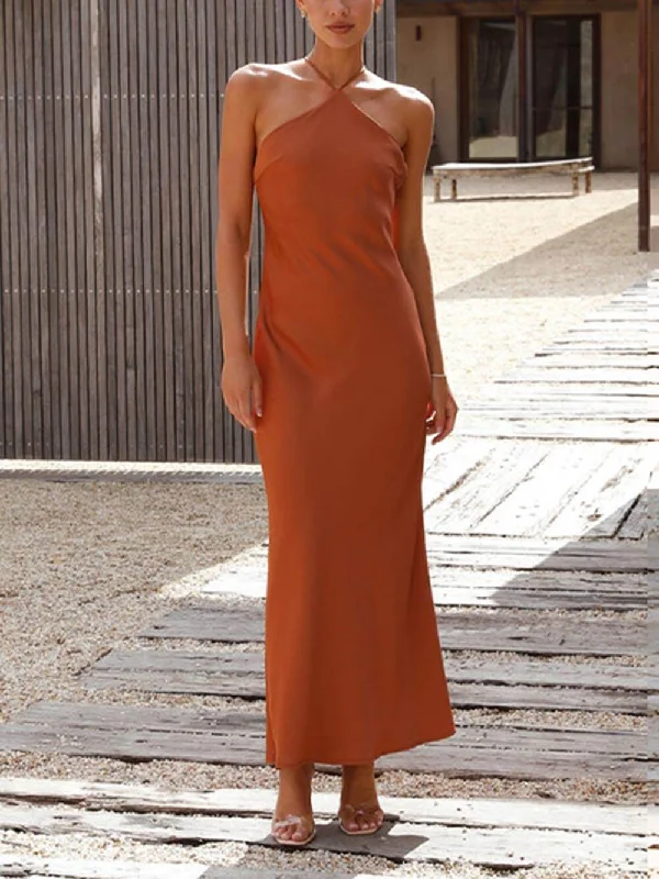 Unique Neckless Stylish Backless Maxi Dresses