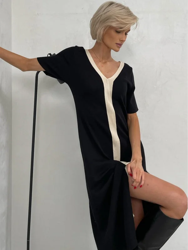 Elegant Vintage Short Sleeve Knitted Slim Maxi Dresses