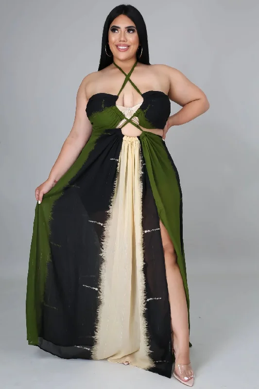 Weekend Getaway Maxi Dress Olive (Curvy) - FINAL SALE Fashionable High-Waist Maxi Dress