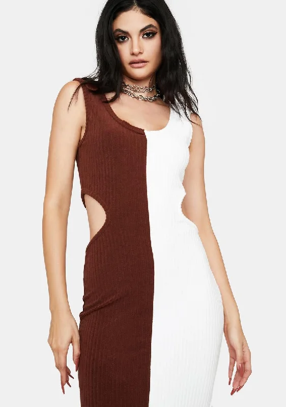 Whiplash Two Tone Maxi Dress Fashionable Maxi Dress with Fringe