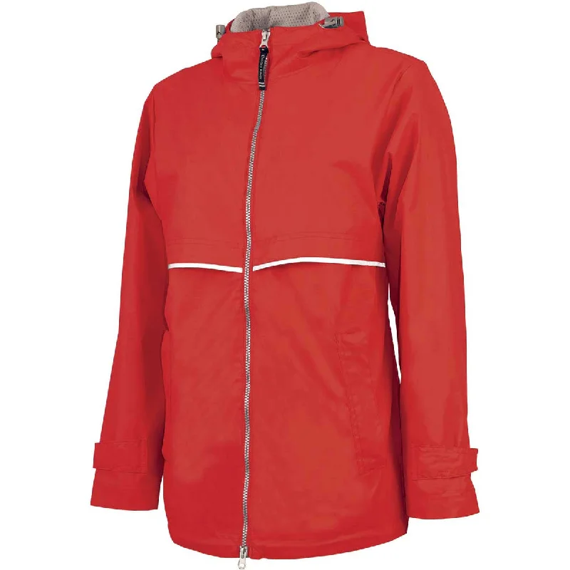 Charles River Women's Red/Reflective New Englander Rain Jacket