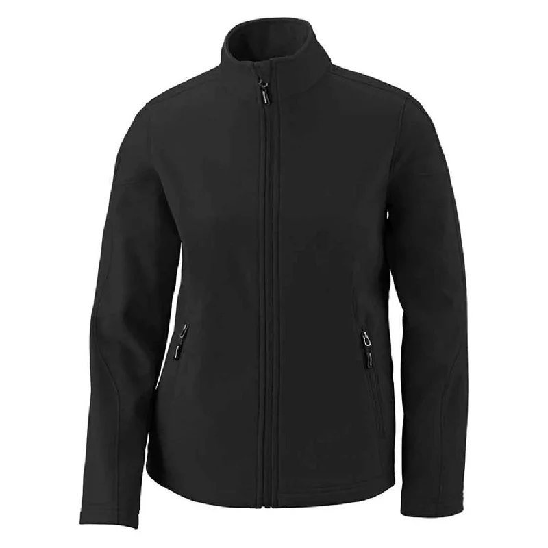 Core 365 Women's Black Cruise Two-Layer Fleece Bonded Soft Shell Jacket