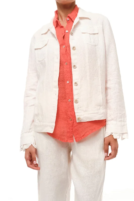 Flap Pocket Linen Jacket White