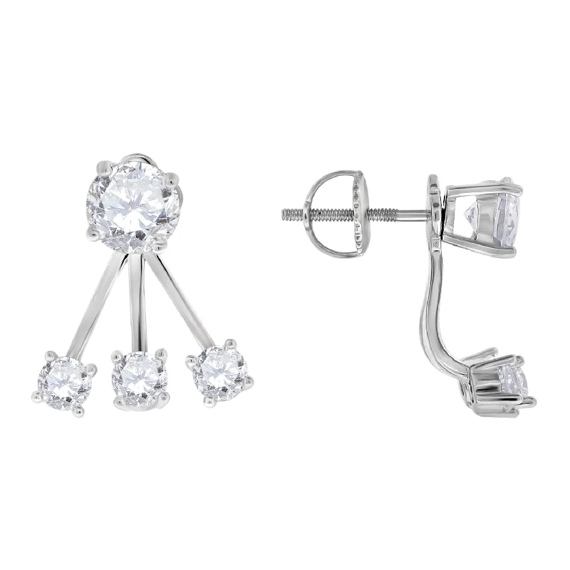Keene Jewelers 925 Sterling Silver Womens Cubic Zirconia Earring Jacket With Studs Front Pockets Side Pockets Patch Pockets Keene Jewelers 925 Sterling Silver Womens Cubic Zirconia Earring Jacket With Studs Front Pockets Side Pockets Patch Pockets