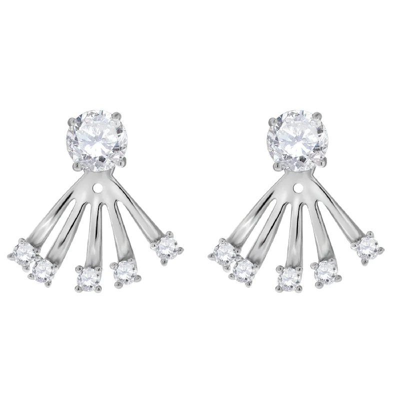 Keene Jewelers 925 Sterling Silver Womens Cubic Zirconia Earring Jacket With Studs A-Line Jacket Boat Neck Shawl Collar Keene Jewelers 925 Sterling Silver Womens Cubic Zirconia Earring Jacket With Studs A-Line Jacket Boat Neck Shawl Collar
