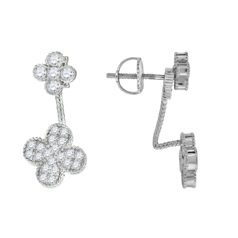 Keene Jewelers 925 Sterling Silver Womens Cubic Zirconia Flower Earring Jacket With Studs Hoodie Zip-Up Jacket Button-Up Jacket Keene Jewelers 925 Sterling Silver Womens Cubic Zirconia Flower Earring Jacket With Studs Hoodie Zip-Up Jacket Button-Up Jacket