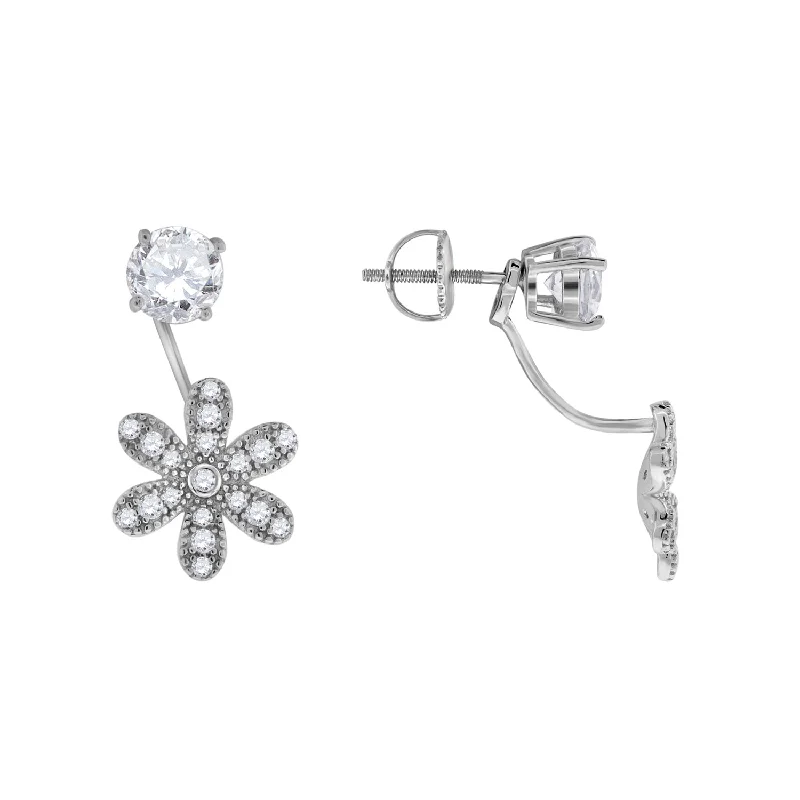 Keene Jewelers 925 Sterling Silver Womens Cubic Zirconia Flower Earring Jacket With Studs Quilted Jacket Puffer Jacket Insulated Jacket Keene Jewelers 925 Sterling Silver Womens Cubic Zirconia Flower Earring Jacket With Studs Quilted Jacket Puffer Jacket Insulated Jacket