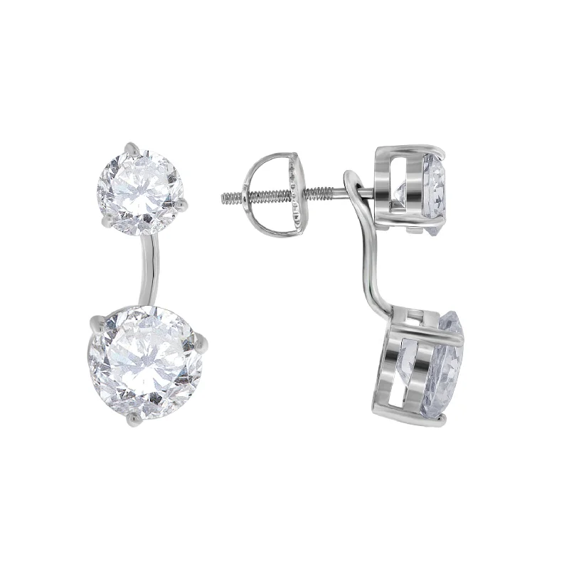 Keene Jewelers 925 Sterling Silver Womens Cubic Zirconia Round Earring Jacket With Studs Satin Fabric Silk Fabric Chiffon Fabric Keene Jewelers 925 Sterling Silver Womens Cubic Zirconia Round Earring Jacket With Studs Satin Fabric Silk Fabric Chiffon Fabric