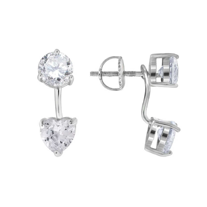 Keene Jewelers 925 Sterling Silver Womens Heart Cubic Zirconia Heart Earring Jacket With Studs Bomber Jacket Anorak Windbreaker Keene Jewelers 925 Sterling Silver Womens Heart Cubic Zirconia Heart Earring Jacket With Studs Bomber Jacket Anorak Windbreaker