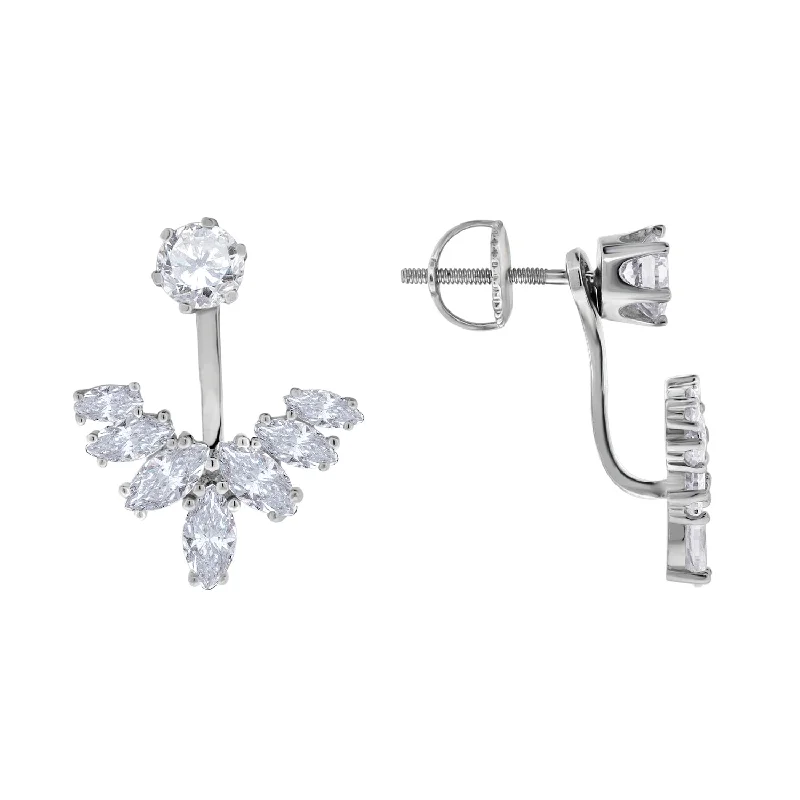 Keene Jewelers 925 Sterling Silver Womens Marquise Cubic Zirconia Leaf Motif Earring Jacket With Studs Chenille Fabric Brocade Fabric Lace Fabric Keene Jewelers 925 Sterling Silver Womens Marquise Cubic Zirconia Leaf Motif Earring Jacket With Studs Chenille Fabric Brocade Fabric Lace Fabric