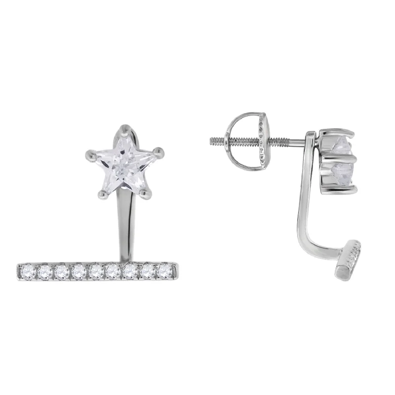 Keene Jewelers 925 Sterling Silver Womens Star Cubic Zirconia Star Earring Jacket With Studs Wool Fabric Cashmere Fabric Tweed Fabric Keene Jewelers 925 Sterling Silver Womens Star Cubic Zirconia Star Earring Jacket With Studs Wool Fabric Cashmere Fabric Tweed Fabric