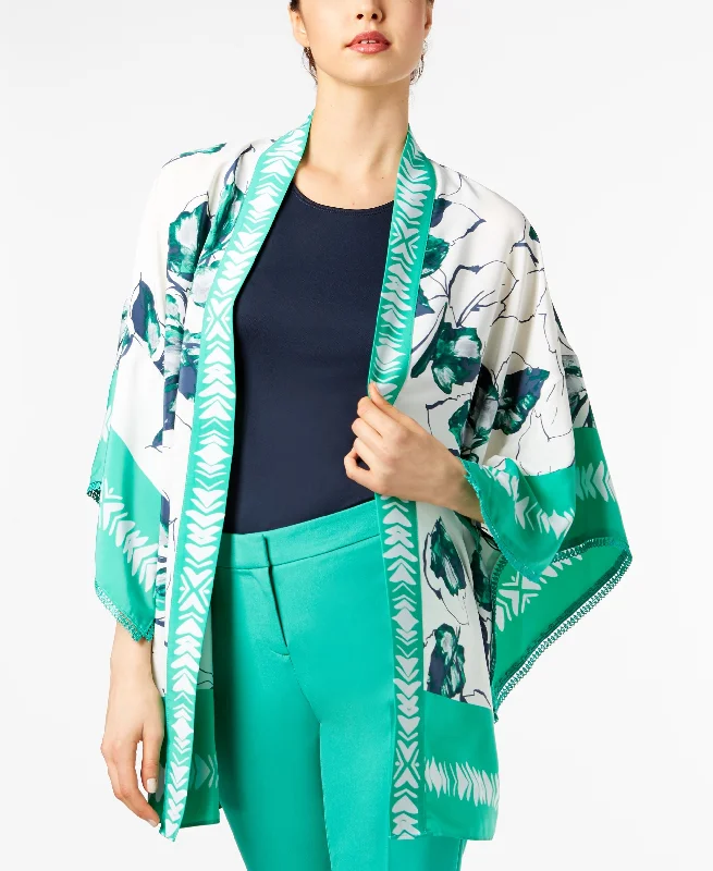 Alfani Printed Short Kimono Jacket Oversized Jacket Tailored Jacket Straight Jacket