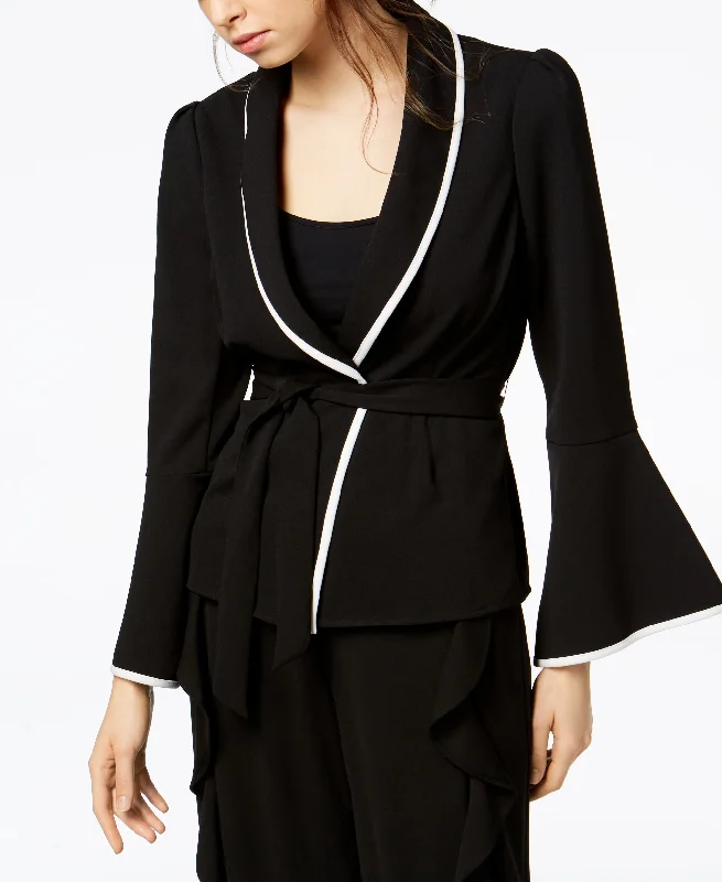 Bar III Bell Sleeve Wrap Front Jacket Jacket Blazer Coat