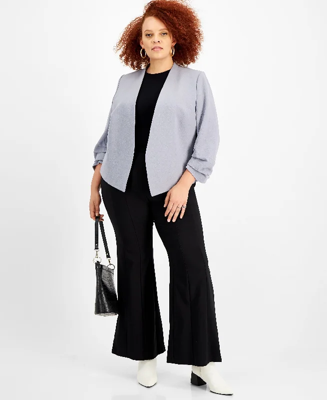 Bar III Plus Size Scrunched Sleeve Open Front Jacket Wool Jacket Cashmere Jacket Tweed Jacket Bar III Plus Size Scrunched Sleeve Open Front Jacket Wool Jacket Cashmere Jacket Tweed Jacket